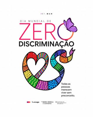 Discriminação Dia Mundial de Zero Discriminação Post PSD Editável