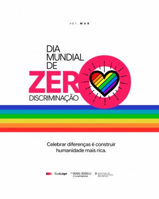 Dia Mundial de Zero Discriminação Celebre as Diferenças PSD Editável