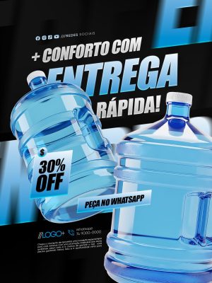 Água Mineral Conforto com Entrega Rápida 30% OFF PSD Editável