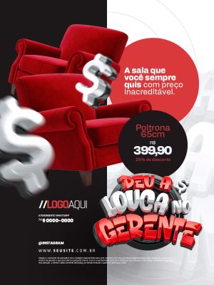 Poltrona por R$399,90 Deu a Louca no Gerente PSD Editável