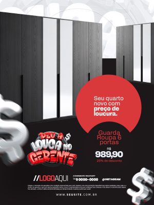 Guarda Roupa Seu Quarto Novo com Preço de Loucura PSD Editável