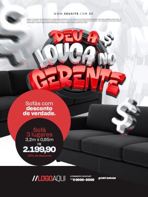 Deu a Louca no Gerente Desconto Sofá 3 Lugares PSD Editável