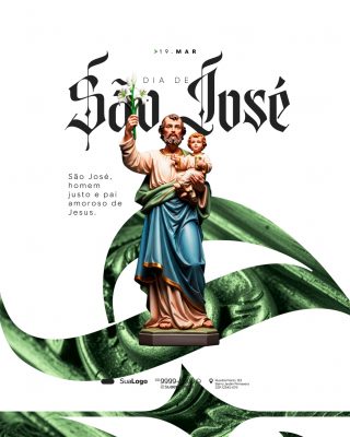 Dia de São José 19 de Março Homenagem Fé Ilustração PSD Editável