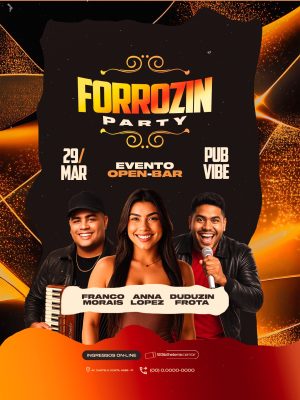 Flyer Forrozin Party 29 de Março Evento Open-Bar Pub Vibe PSD Editável