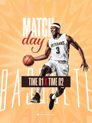 Basquete Match Day Transmissão Live Time 01 x Time 02 PSD Editável