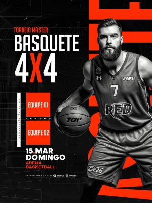Basquete Torneio Master 4x4 15 Março Domingo PSD Editável