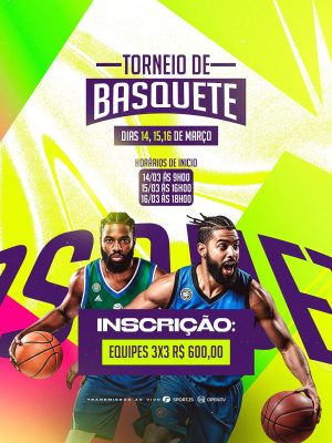 Torneio de Basquete Dias Inscrição PSD Editável