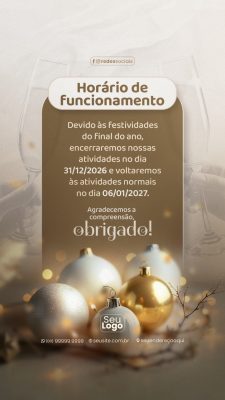Horário de Funcionamento Festividades Fim de Ano 2026/2027 PSD Editável