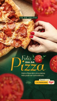 Dia da Pizza 10 de Julho Card Oferta PSD Editável