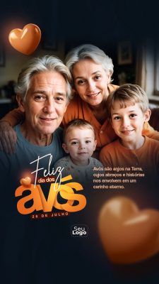 Dia dos Avós 26 de Julho Feliz e Eterno Carinho PSD Editável