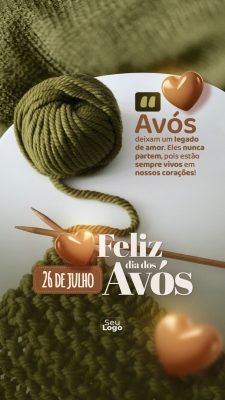 Dia dos Avós 26 de Julho Mês Avós Banner Vertical PSD Editável