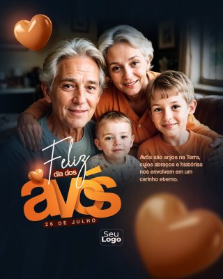 Dia dos Avós 26 de Julho Feliz e com Muito Carinho PSD Editável