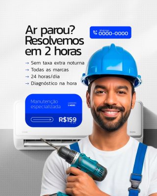 Ar Parou Resolvemos em 2 Horas PSD Editável