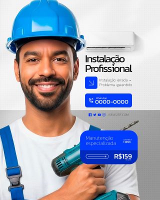 Instalação Profissional Manutenção Garantia 3 Meses PSD Editável