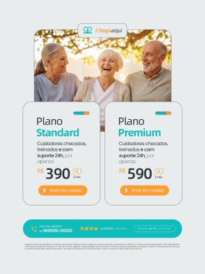 Planos Cuidadores Idosos Standard e Premium Oferta PSD Editável