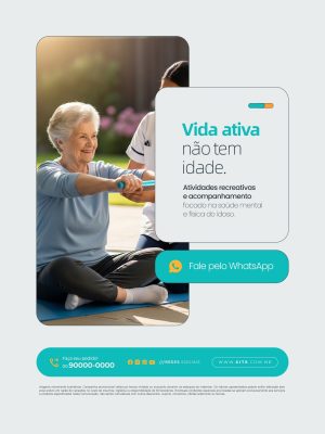Idoso Vida Ativa Não Tem Idade Saúde Mental e Física PSD Editável