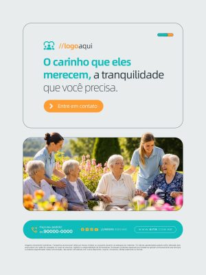 Cuidado para Idosos O Carinho Que Eles Merecem PSD Editável