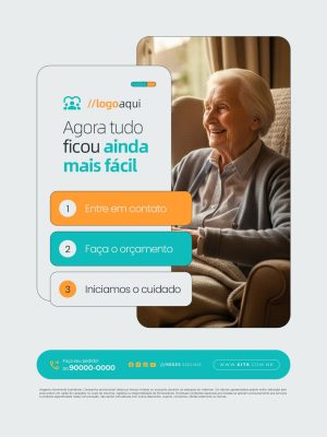 Idoso Cuidado Agora Tudo Ficou Ainda Mais Fácil PSD Editável