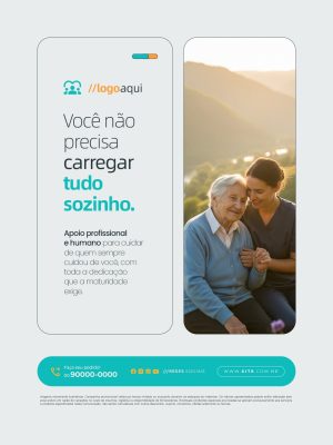 Cuidado Idoso Você não precisa carregar tudo sozinho PSD Editável