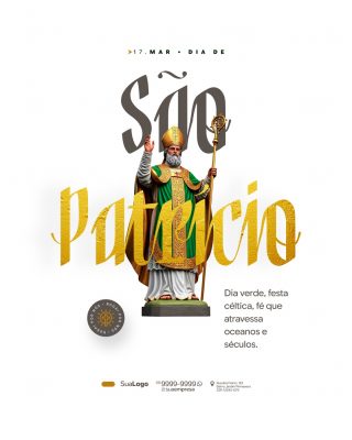 São Patrício 17 Março Dia Verde Festa Celta PSD Editável