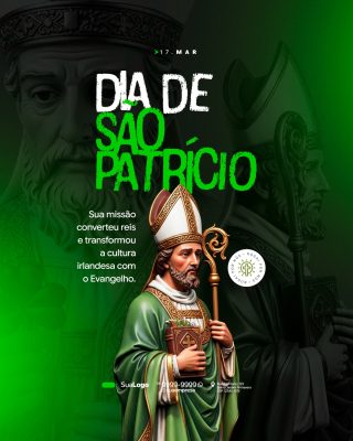 São Patrício Dia de São Patrício Poster Comemorativo 17 de Março PSD Editável