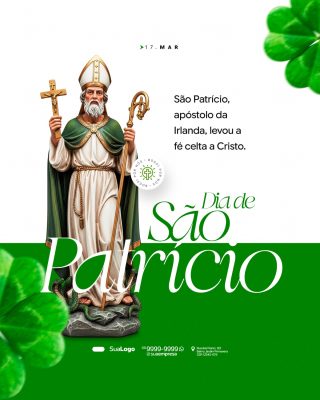 Dia de São Patrício 17 Março Templante Verde Celebracao PSD Editável