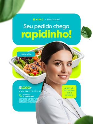 Alimentação Saudável Seu Pedido Chega Rapidinho PSD Editável