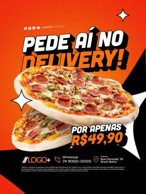 Pizza Pede Aí no Delivery Por Apenas R$49,90 PSD Editável
