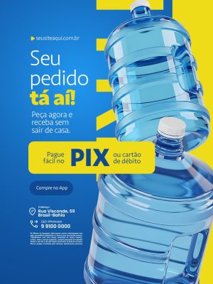 Entrega de Água Seu Pedido Tá Aí PSD Editável