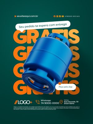 Gás de Cozinha Entrega Grátis Peça Pelo Zap PSD Editável