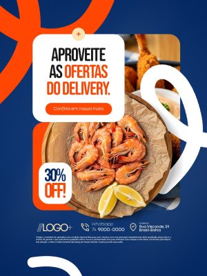 Delivery Aproveite Ofertas 30% OFF Restaurante PSD Editável