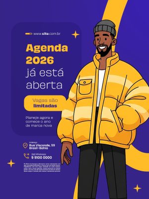Agenda 2026 Já Está Aberta Vagas Limitadas Designer Gráfico PSD Editável