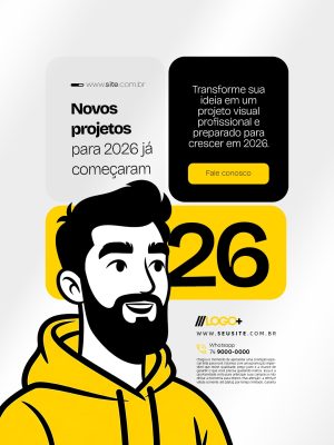 Novos Projetos para 2026 Começaram Designer Gráfico PSD Editável