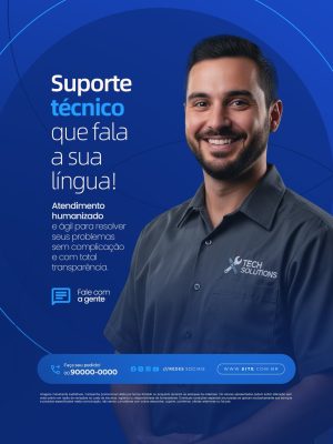 Suporte Técnico Atendimento Humanizado PSD Editável