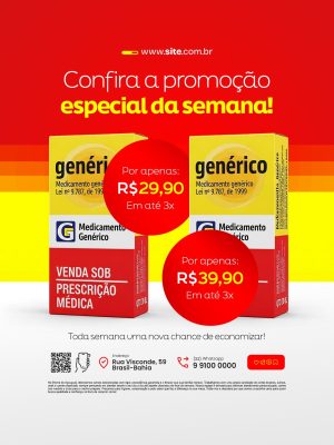 Promoção Especial da Semana Medicamentos Genéricos PSD Editável