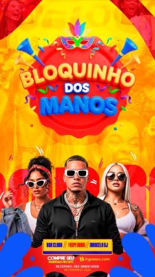 Carnaval Bloquinho dos Manos Tema Vibrante e Moderno PSD Editável