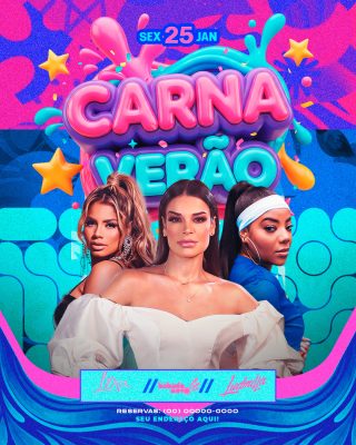 Carnaval Verão 25 Jan Lançamento Festivo Colorido PSD Editável