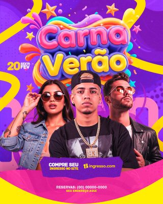 Carna Verão 20 FEVE Sex Party Festival PSD Editável