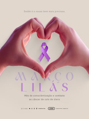 Março Lilás Prevenção Câncer Colo de Útero PSD Editável