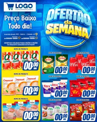 Ofertão da Semana Preço Baixo Todo Dia Supermercado PSD Editável