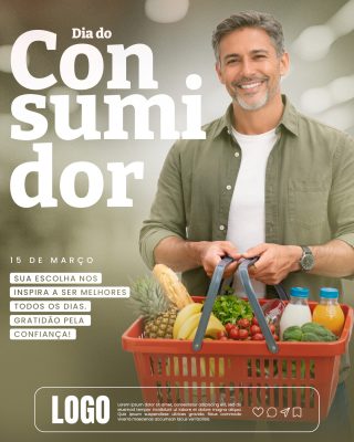 Dia do Consumidor 15 de Março Mensagem de Agradecimento PSD Editável