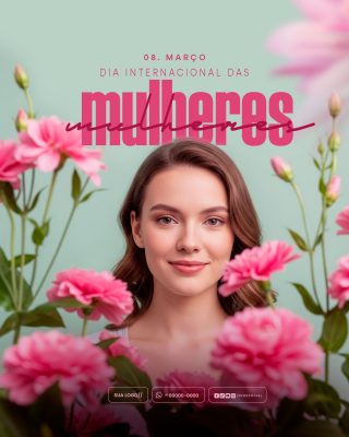 Dia da Mulher 08 de Março Celebração Especial PSD Editável