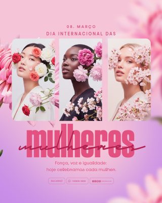 Dia Internacional da Mulher 08 de Março Força Voz e Igualdade PSD Editável