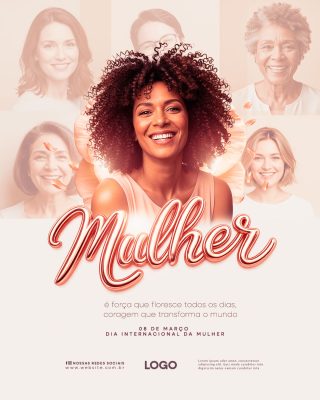 Dia da Mulher 8 de Março Celebração Especial PSD Editável