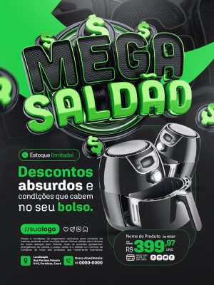 Promoção Mega Saldão com Fritadeira Elétrica Oferta Imperdível PSD Editável