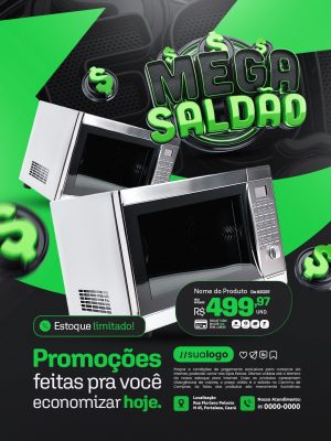 Mega Saldão Promoções para Você Economizar Hoje PSD Editável