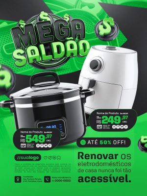 Mega Saldão Eletrodomésticos com Até 50% Off PSD Editável
