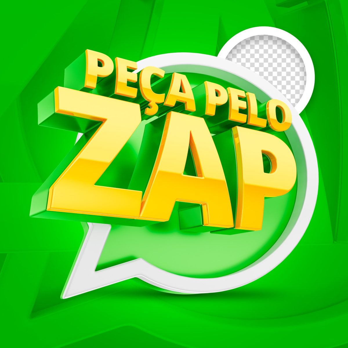 Peça pelo Zap 3D WhatsApp Ícone para Redes Sociais PSD Editável