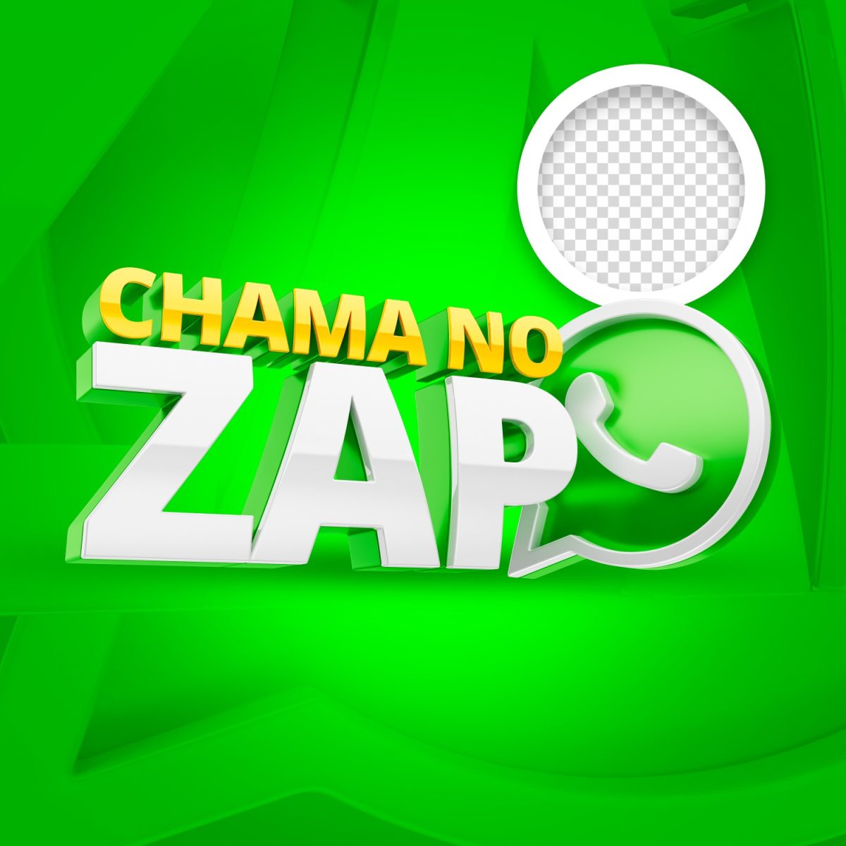 Chama no Zap Modelo 3D para Contato WhatsApp PSD Editável