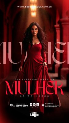 Story Mulher 08 de Março Dia Internacional Post Redes Sociais PSD Editável